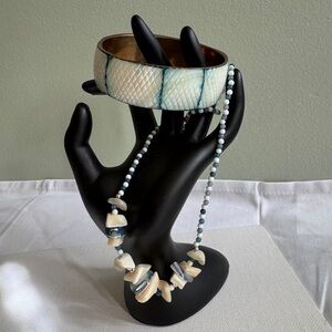 Necklace Bracelet Set Abalone Mother of Pearl Necklace and Bangle Bracelet